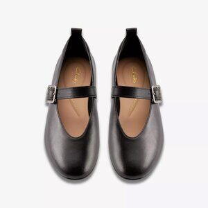 NIB Clarks Leather Fawna Bar Mary Jane Flats Black Size 9